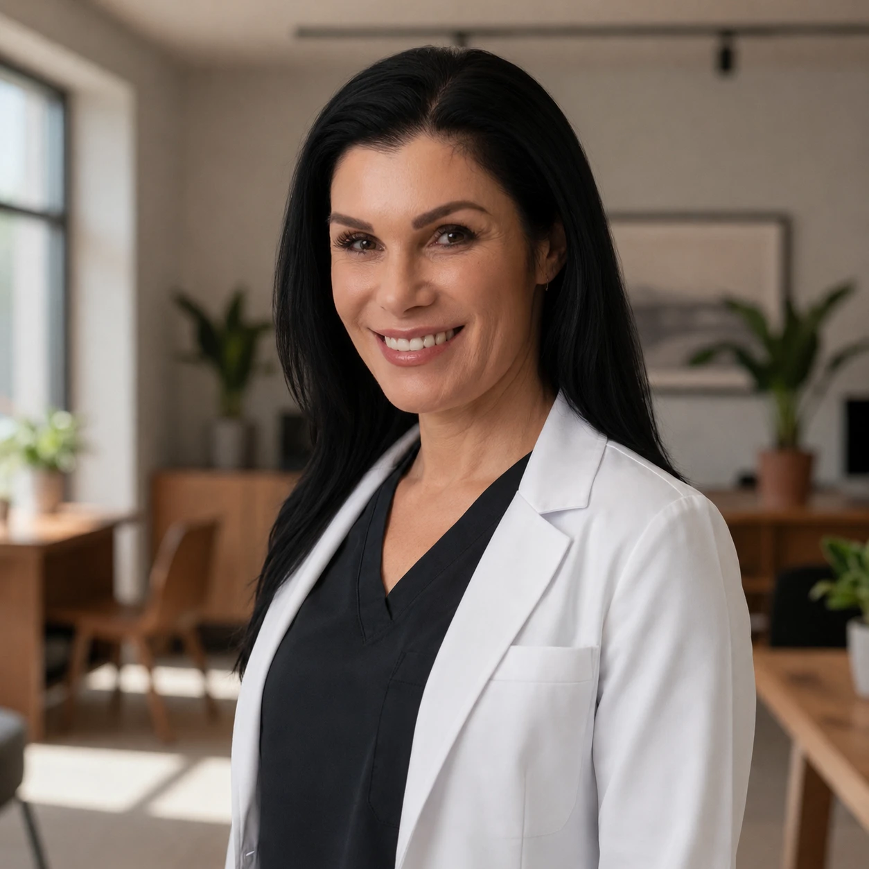 Crystal Johns, MSN, APRN, FNP-C, Family Nurse Practitioner, in a white lab coat